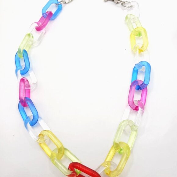 Acrylic Multi Colored Wallet Or Pants Single Layer 18 Inches Long  New - Picture 8 of 9